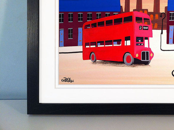 THE BUS INTO TOWN - framed print